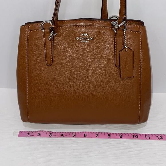 Coach Logo 2Way Carmel Leather Handbag Dual Handle Magnetic Closure - Picture 13 of 17